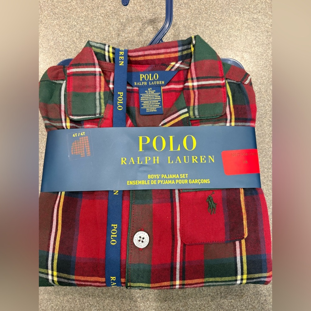 Ralph Lauren Red, Green & Yellow Plaid Button Pajamas